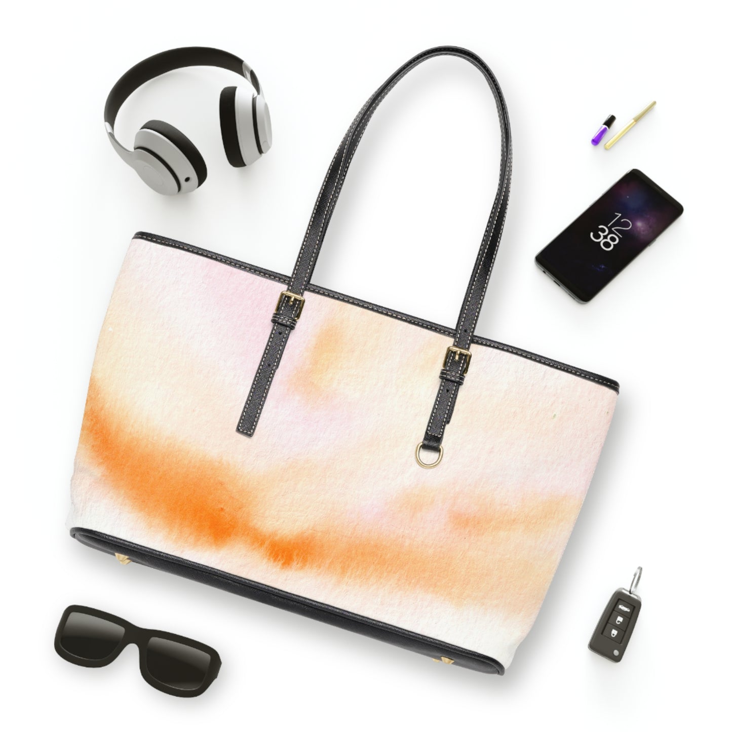 Abstract Watercolor PU Leather Shoulder Bag