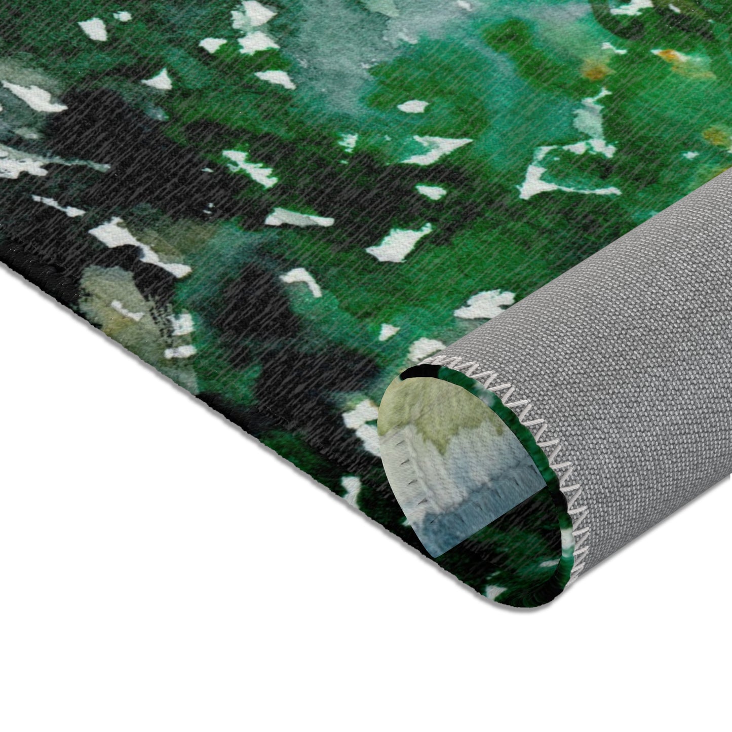 Cabin in the Pines Area Rug — Watercolor Forest Scene Rug