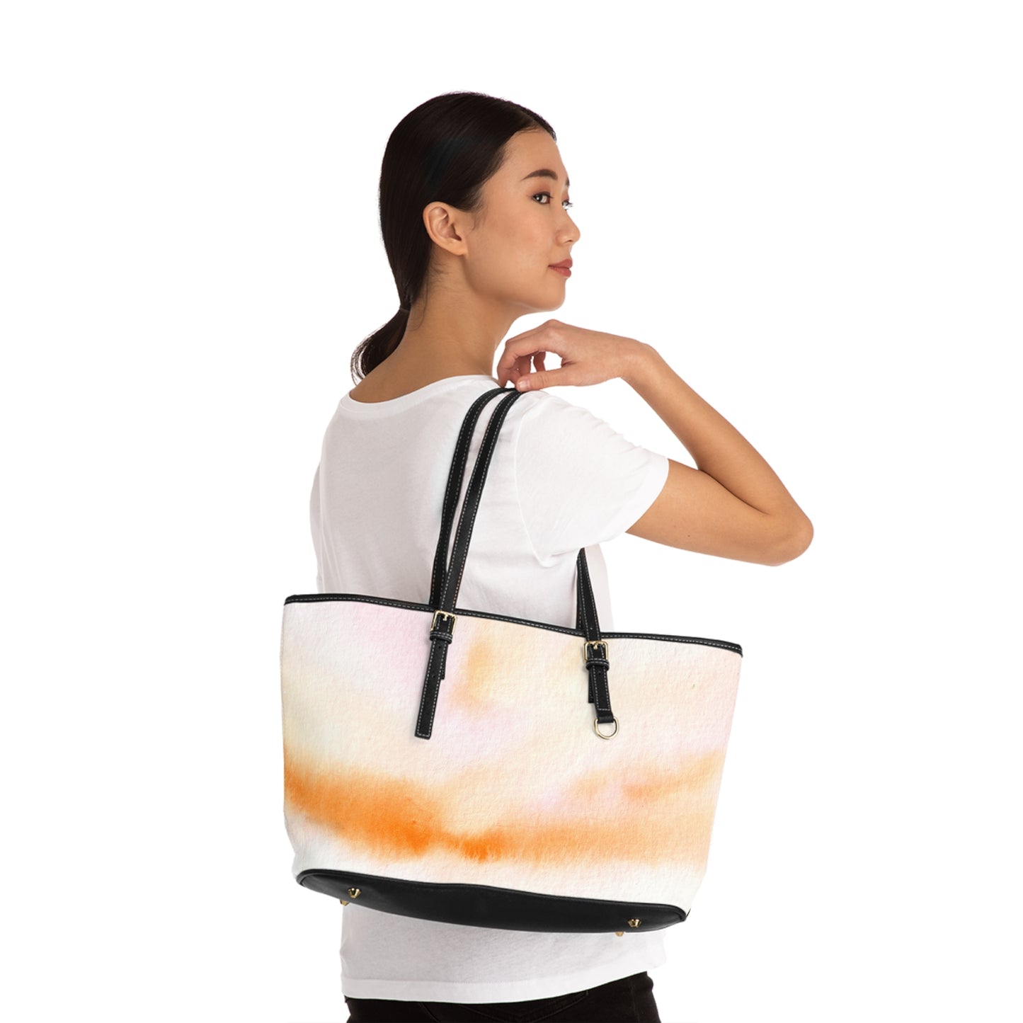 Abstract Watercolor PU Leather Shoulder Bag