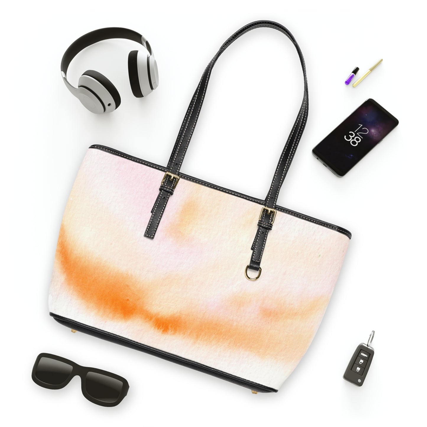 Abstract Watercolor PU Leather Shoulder Bag