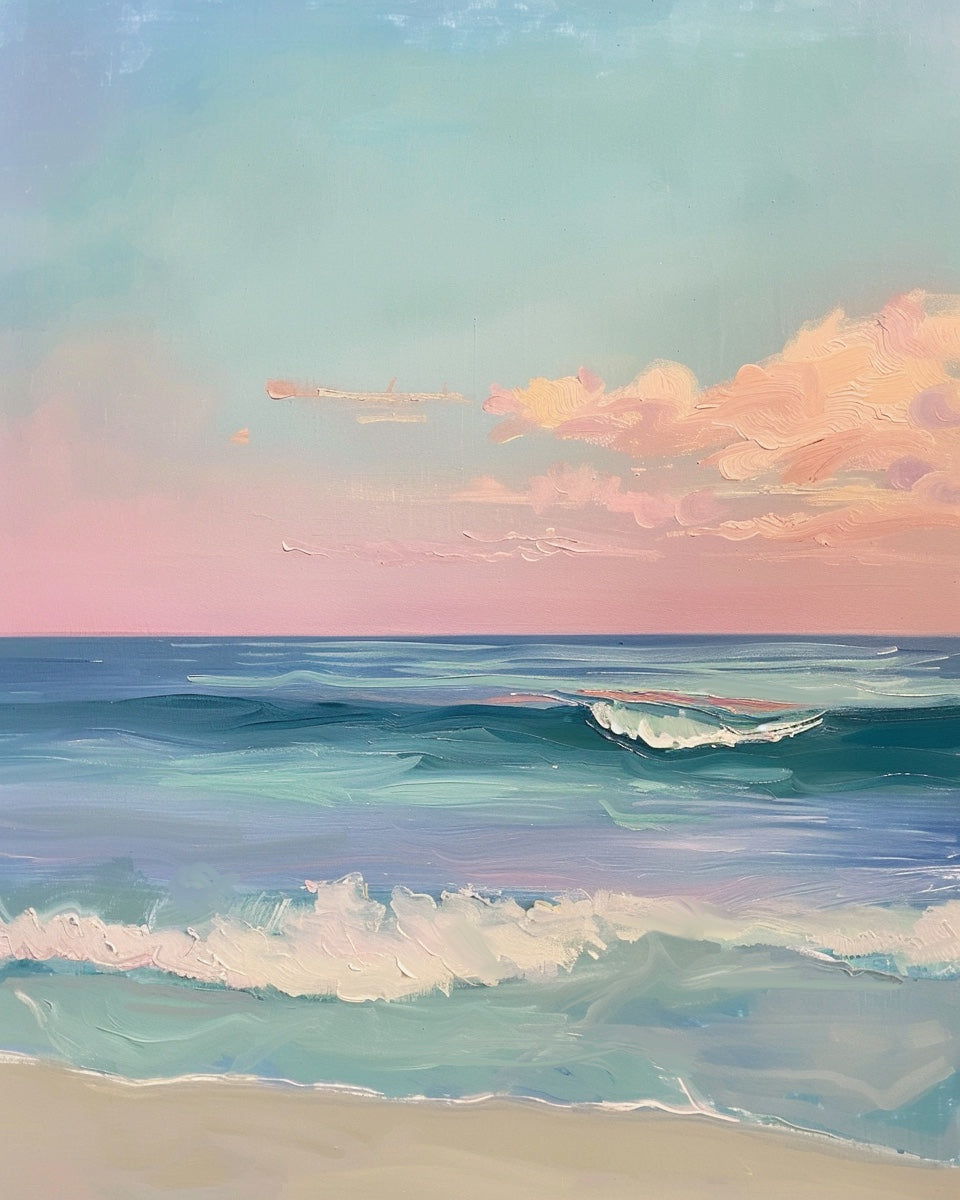 Pink Sky art print with soft, warm pink tones for tranquil home decor