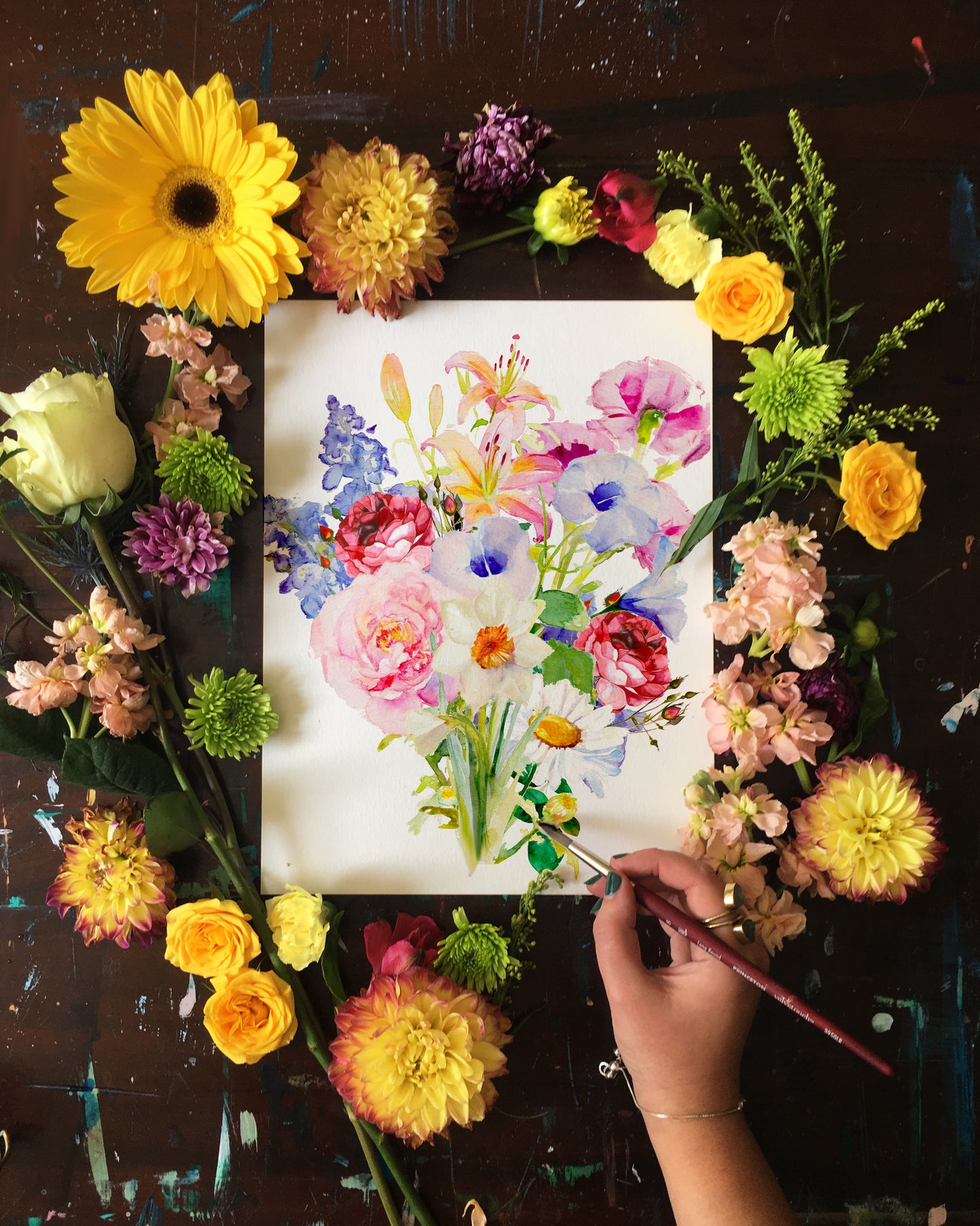 Custom Commission - Family Birth Flower Bouquet