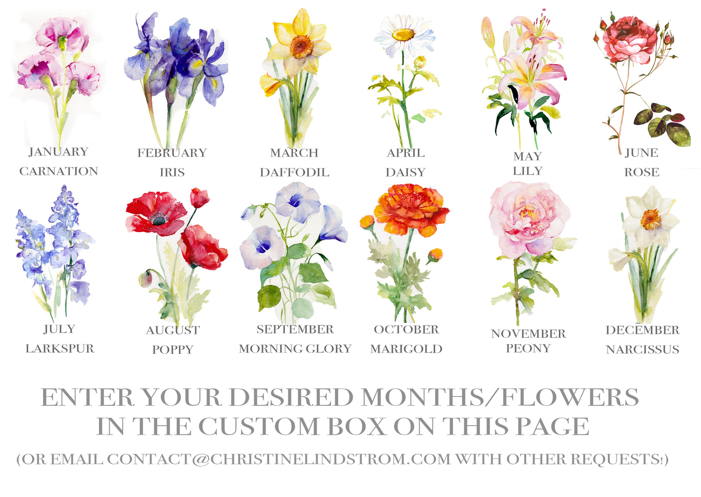 Custom Commission - Family Birth Flower Bouquet