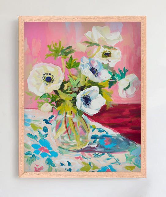 Original framed pastel drawing titled Harmony, 11x14 inch oil pastel on paper in oak wood frame