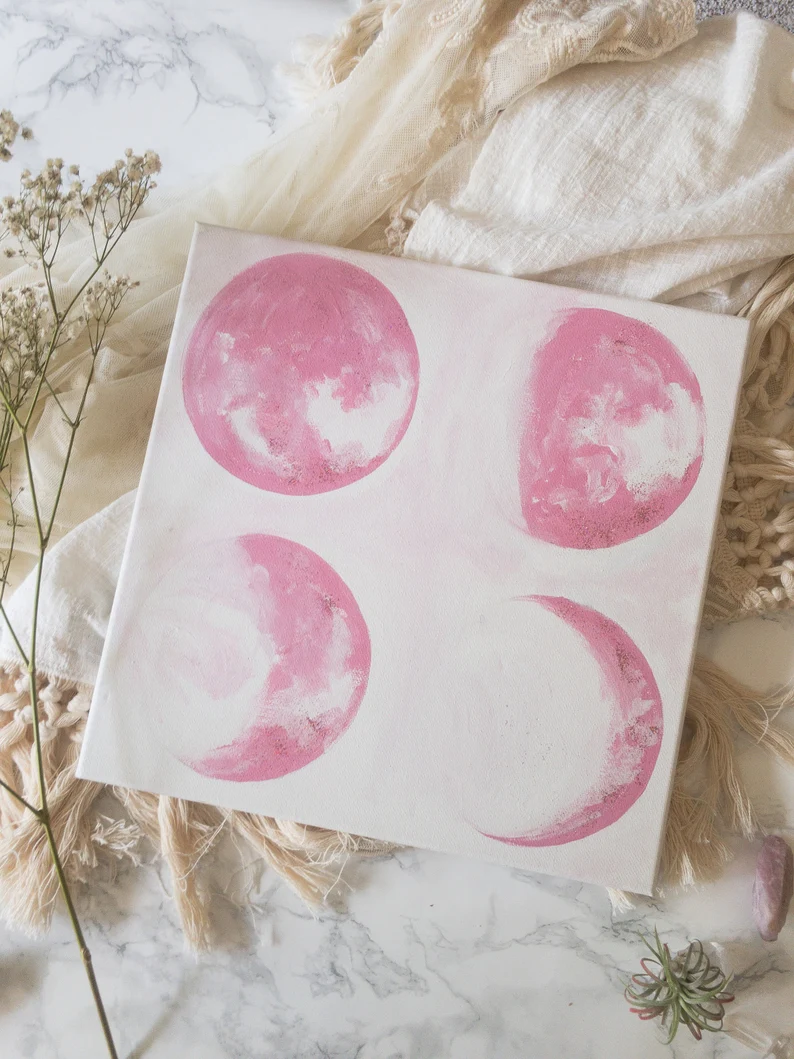Pink Moon Phases Art Print