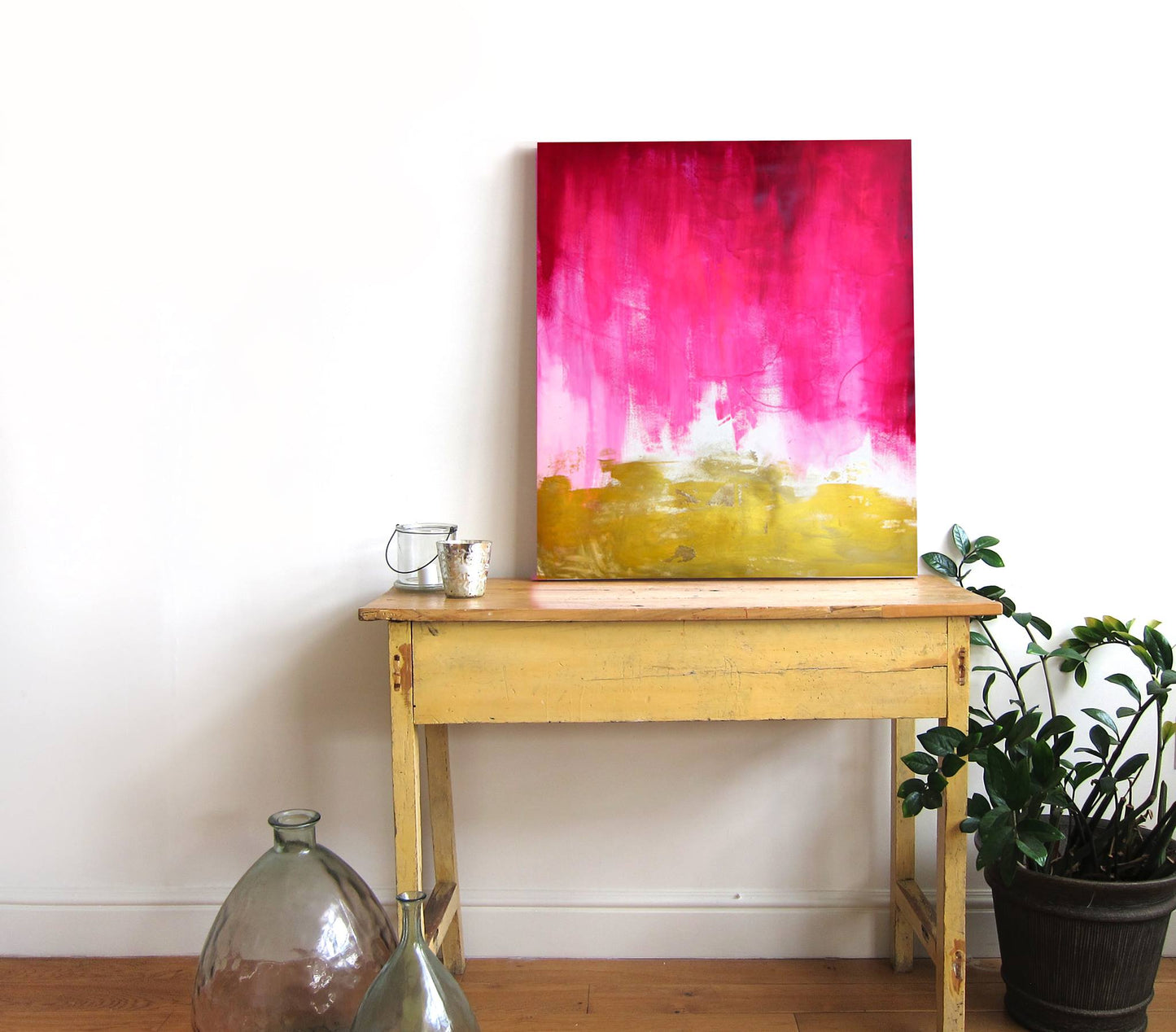 Pink and Gold Abstract Art Print