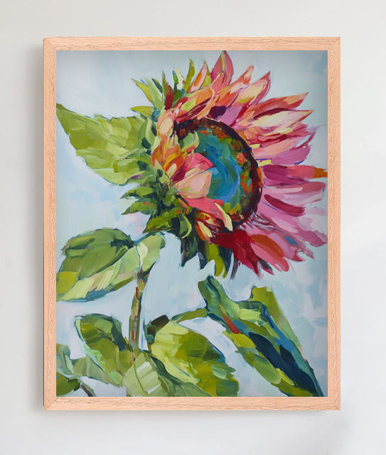 Original framed pastel drawing titled Radiance in oak wood frame, 8x10 oil pastel artwork on watercolor paper