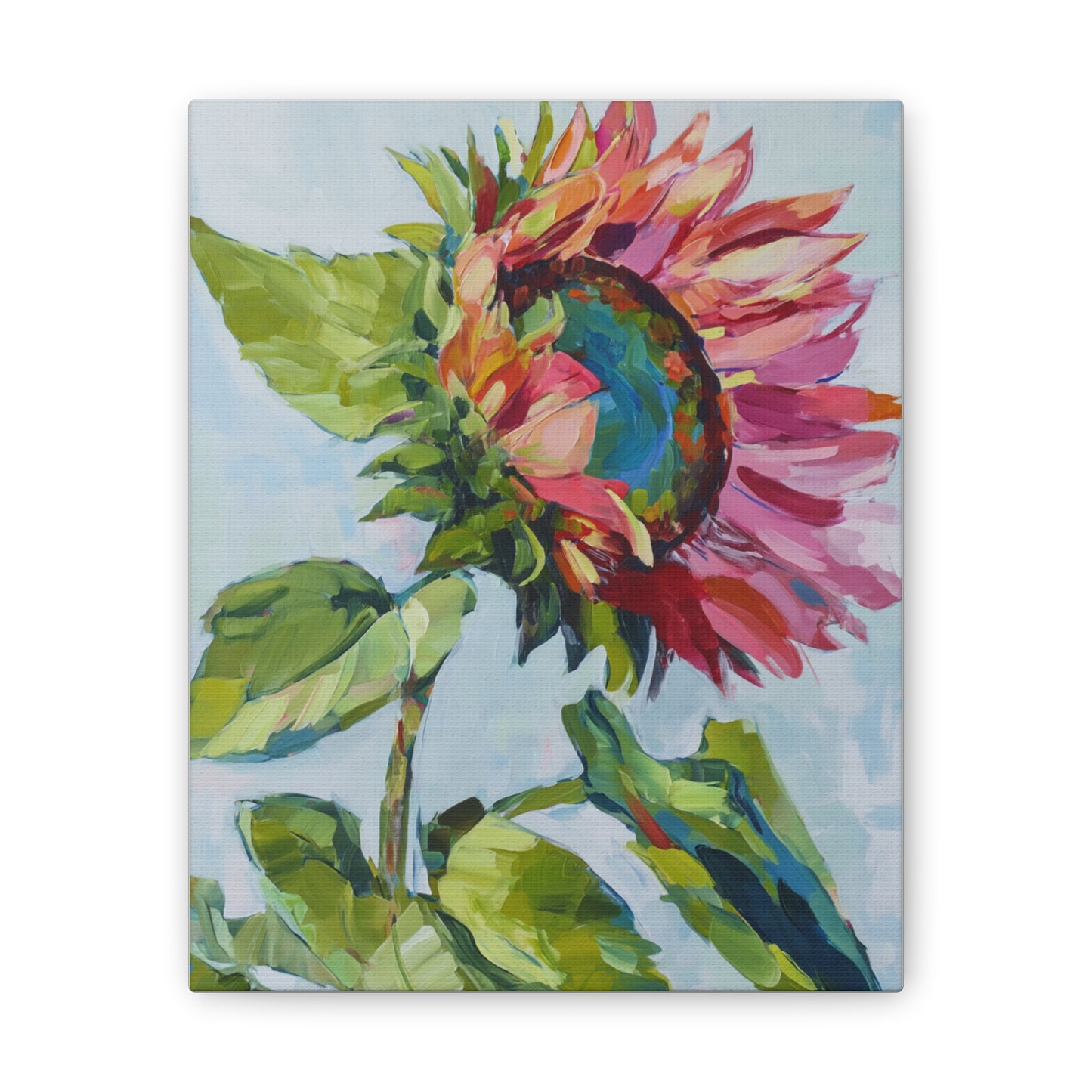 Sunflower Bloom Canvas Wall Art — Colorful Impressionist Botanical Print