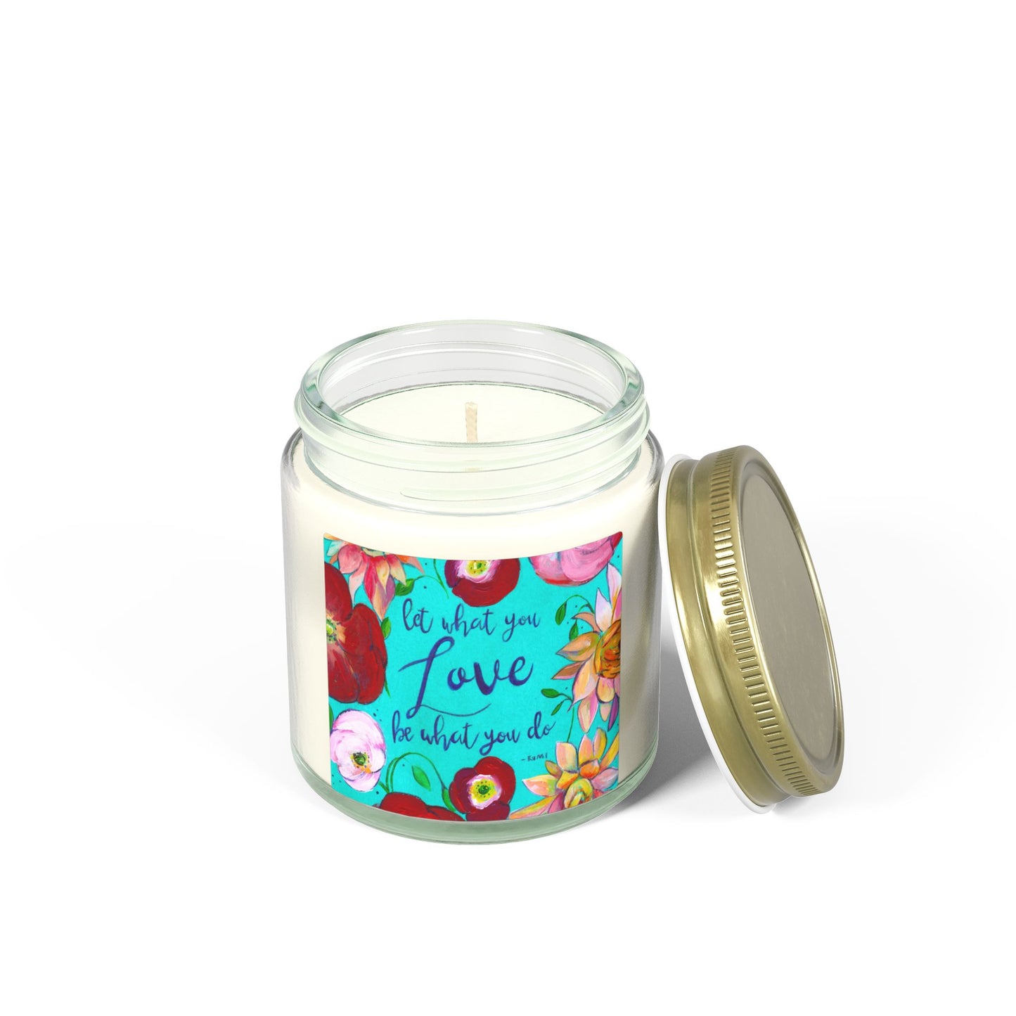 Scented Candle — Coconut Apricot Wax (4oz/9oz) with Floral “Do What You Love” Label