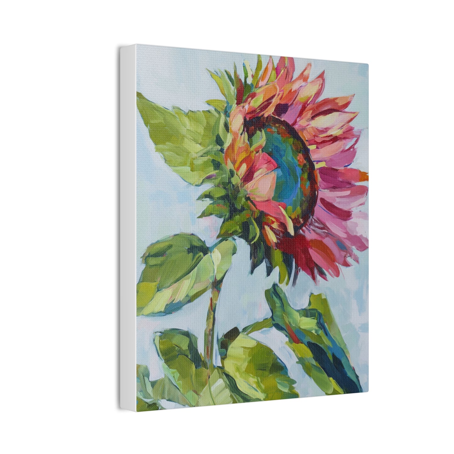 Sunflower Bloom Canvas Wall Art — Colorful Impressionist Botanical Print