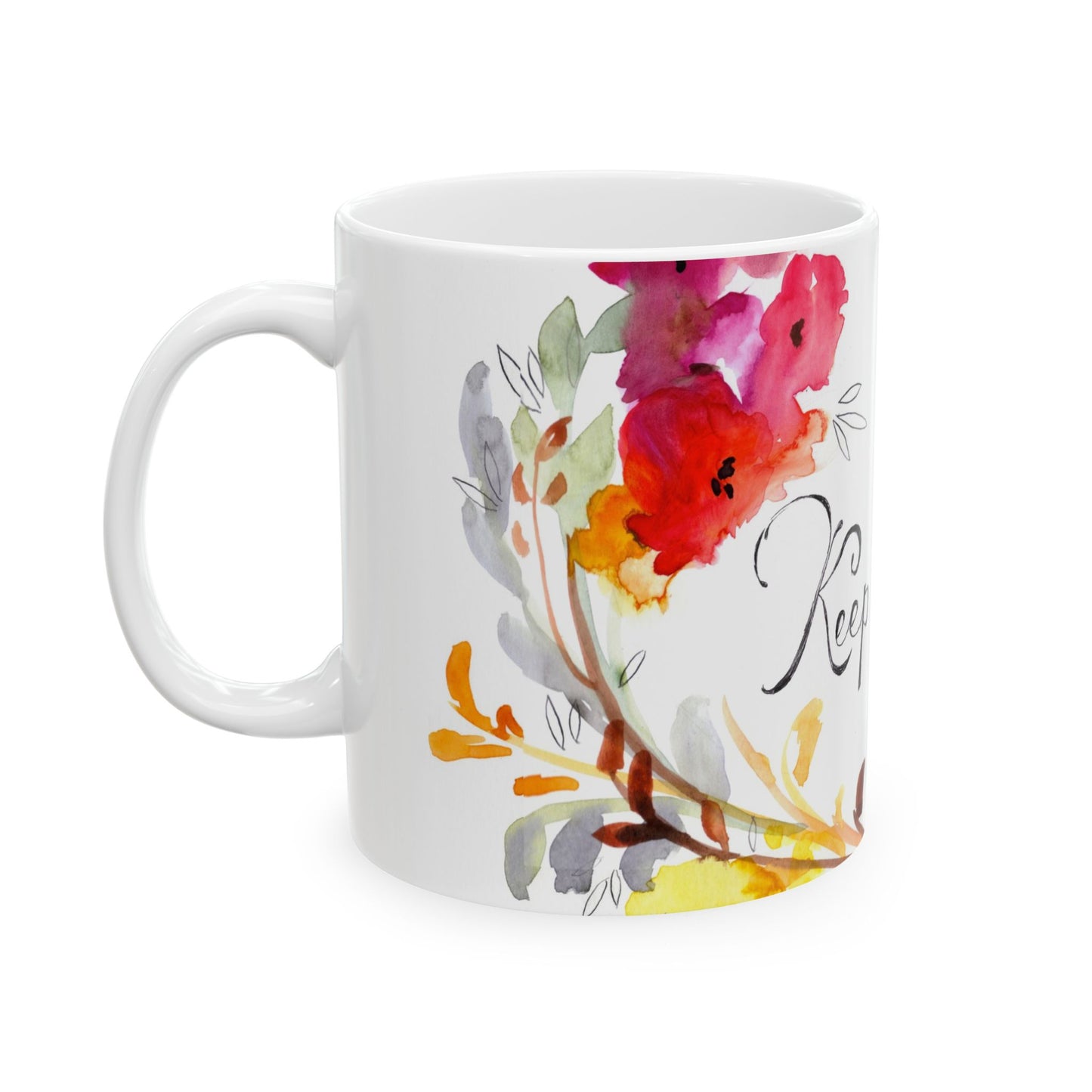 Floral Motivational Ceramic Mug