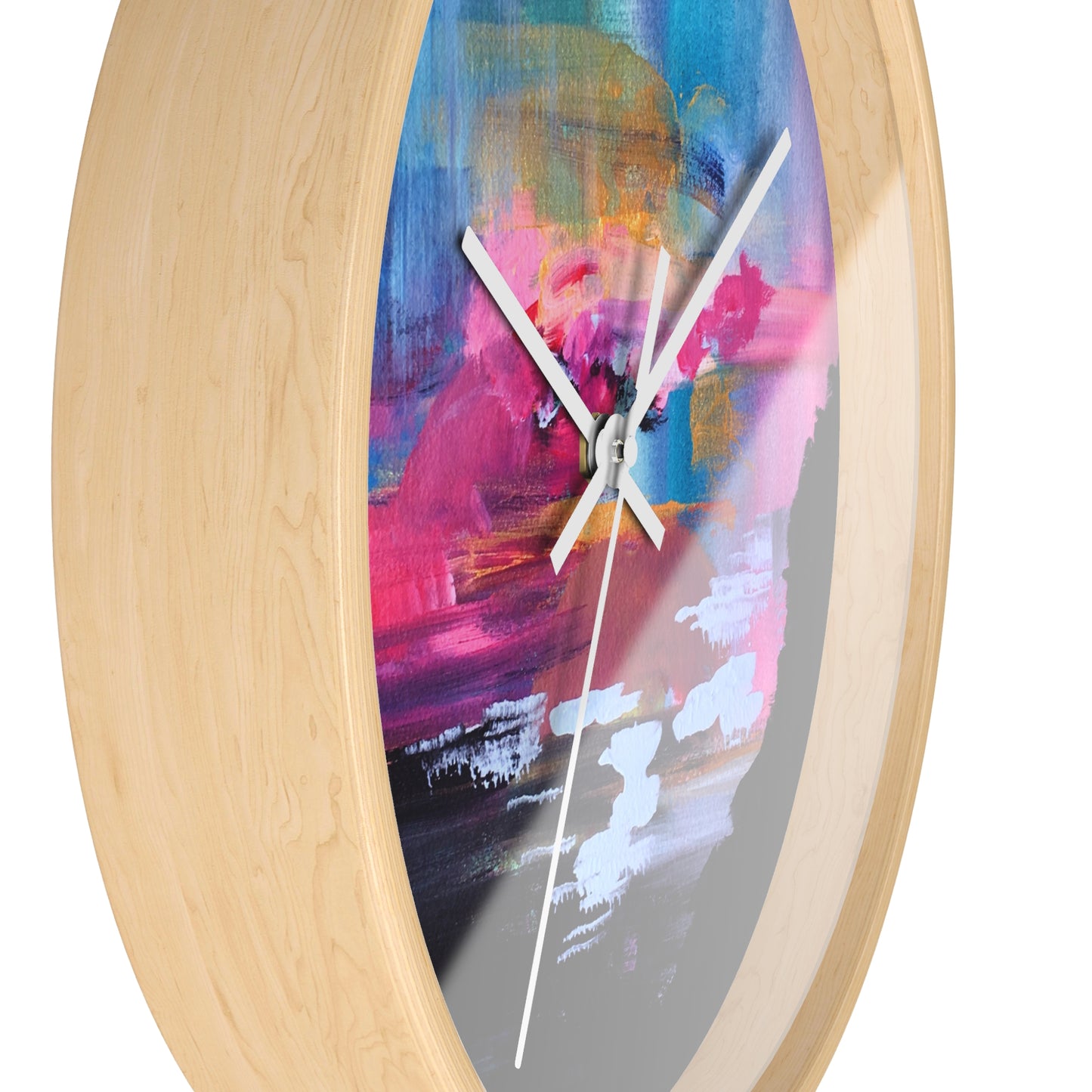 Abstract Sunset Wall Clock — Colorful Coastal Landscape Art Clock