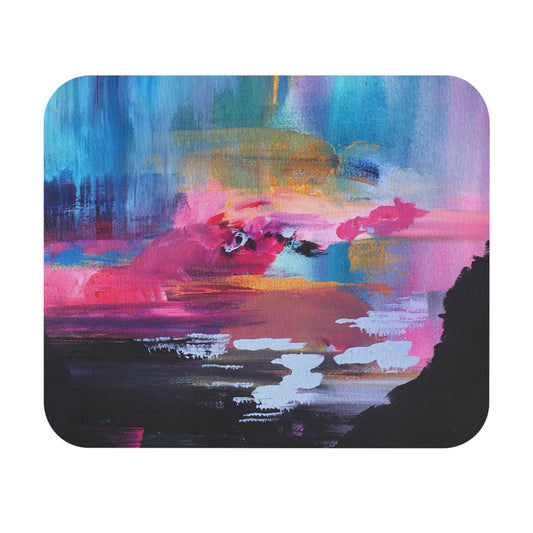 Abstract Sunset Painting Mouse Pad — Vibrant Coastal Desk Mat