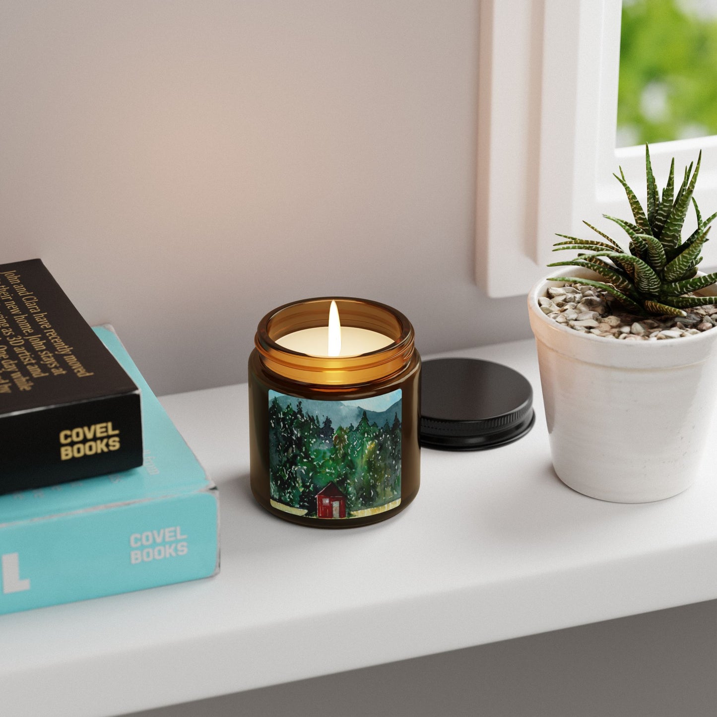 Soy Candle — Cabin in the Pines Scented Amber Jar (Hand-Poured)