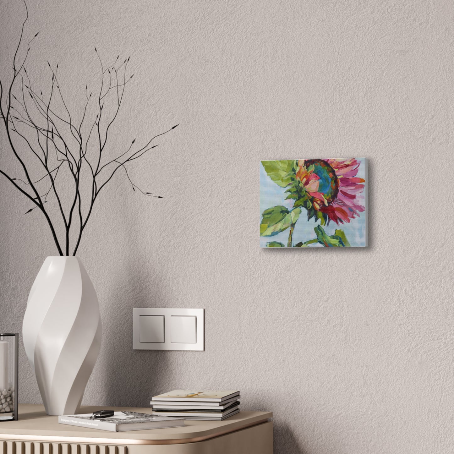 Sunflower Bloom Canvas Wall Art — Colorful Impressionist Botanical Print