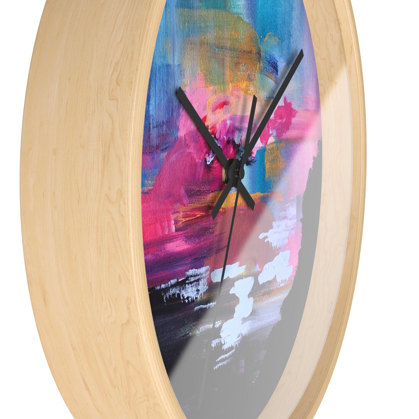 Abstract Sunset Wall Clock — Colorful Coastal Landscape Art Clock