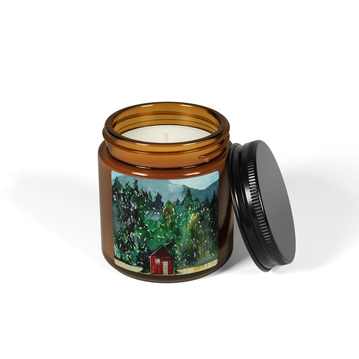 Soy Candle — Cabin in the Pines Scented Amber Jar (Hand-Poured)