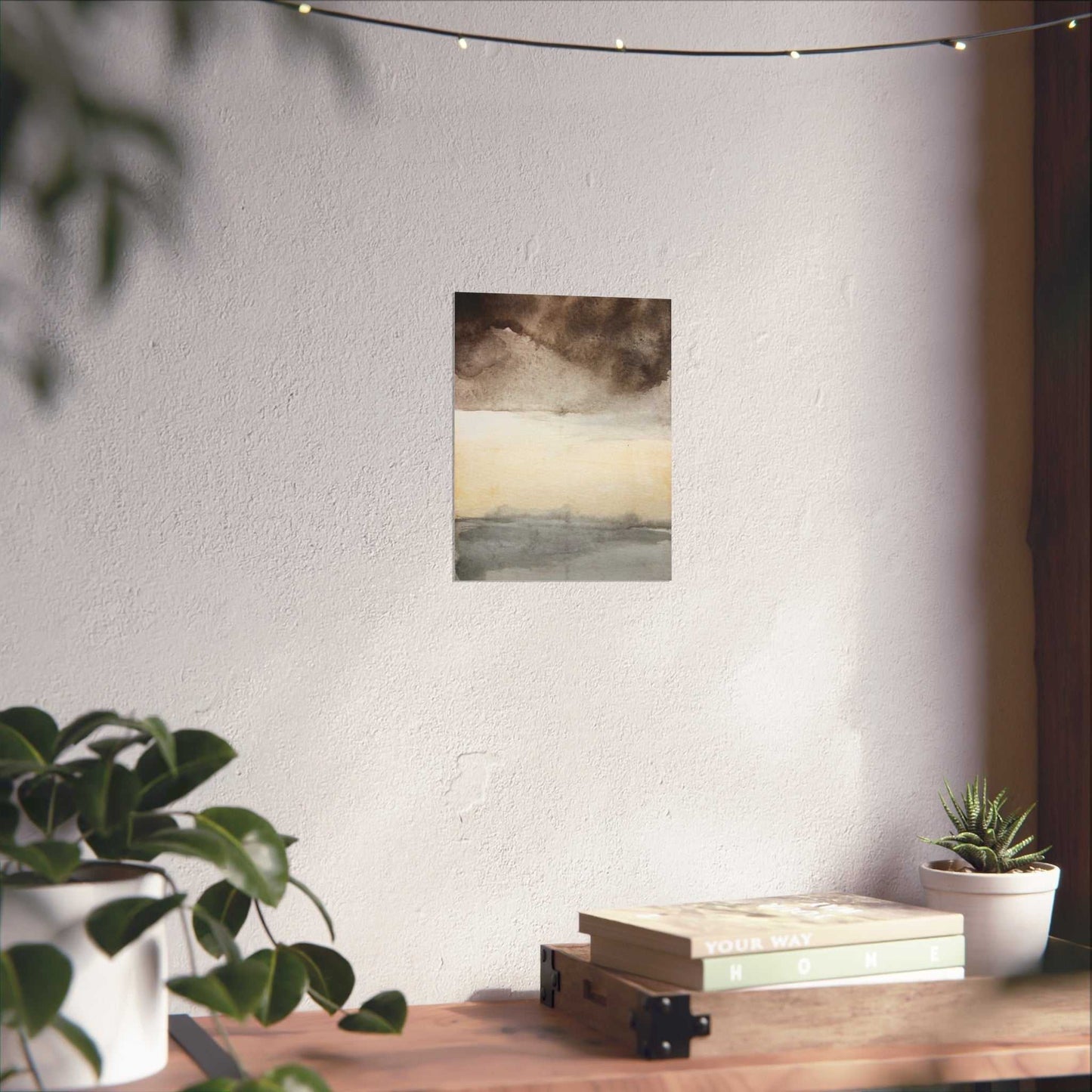 Abstract Coastal Watercolor Poster — Neutral Horizon Fine Art Print Printify