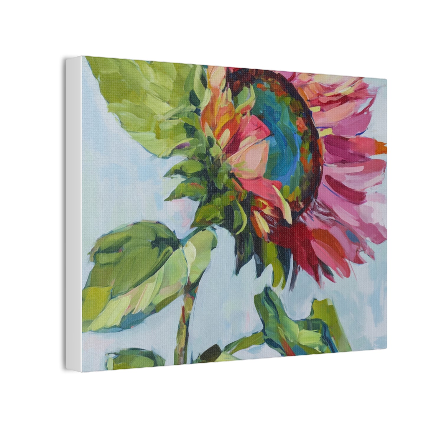 Sunflower Bloom Canvas Wall Art — Colorful Impressionist Botanical Print