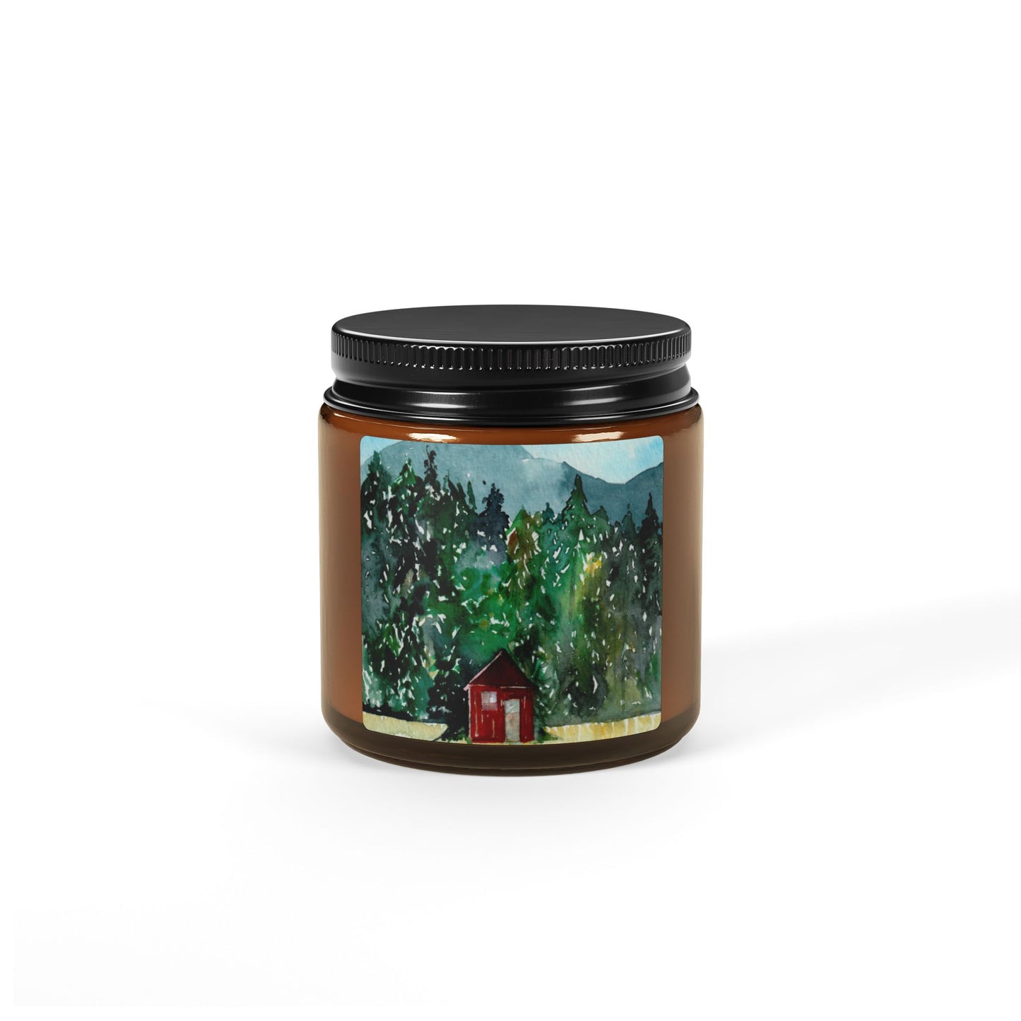 Soy Candle — Cabin in the Pines Scented Amber Jar (Hand-Poured)