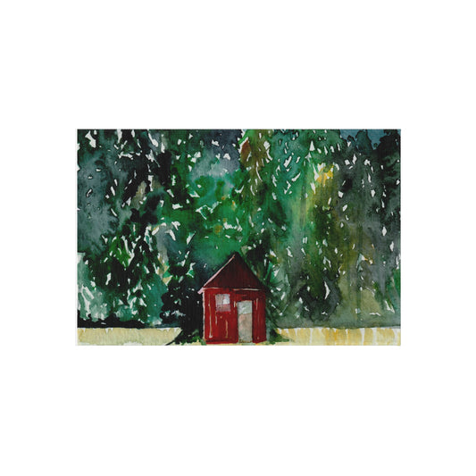 Cozy Outdoor Rug with Rustic Cabin Design