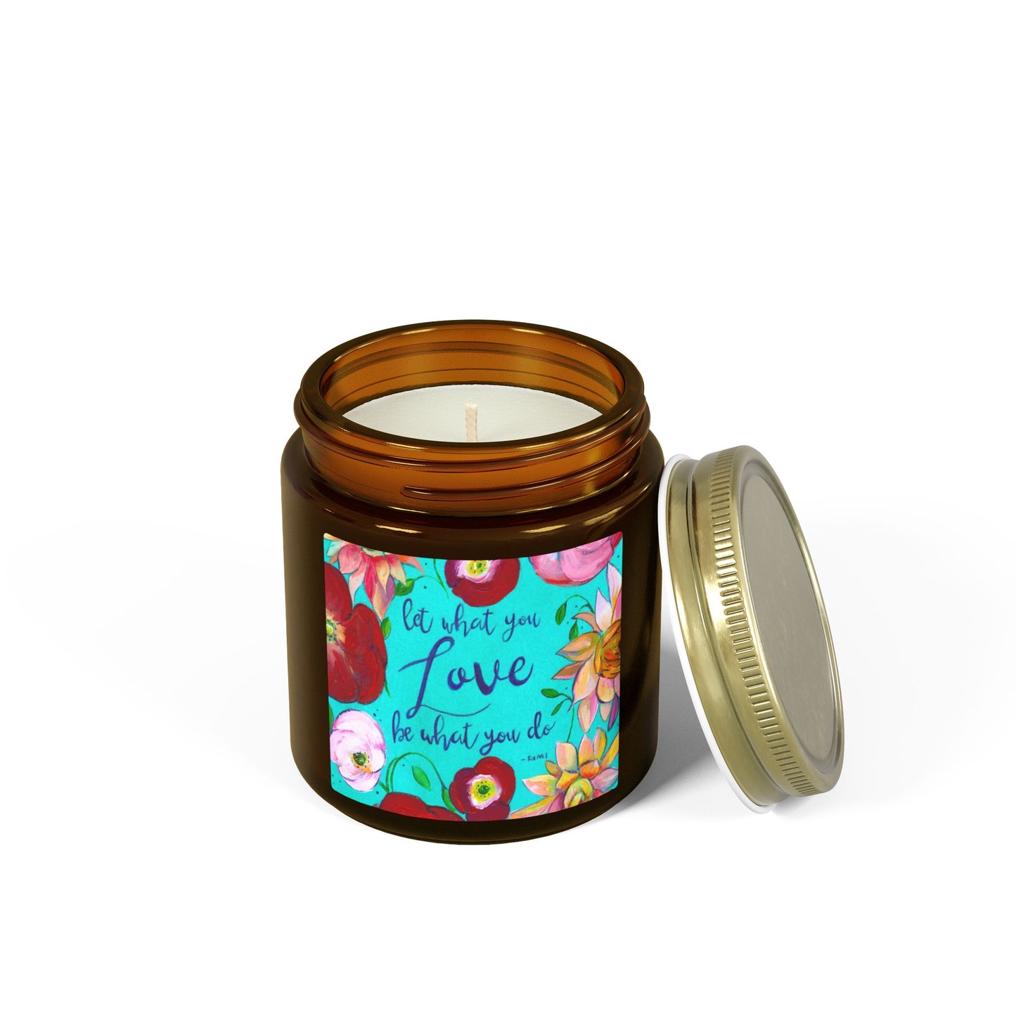 Scented Candle — Coconut Apricot Wax (4oz/9oz) with Floral “Do What You Love” Label