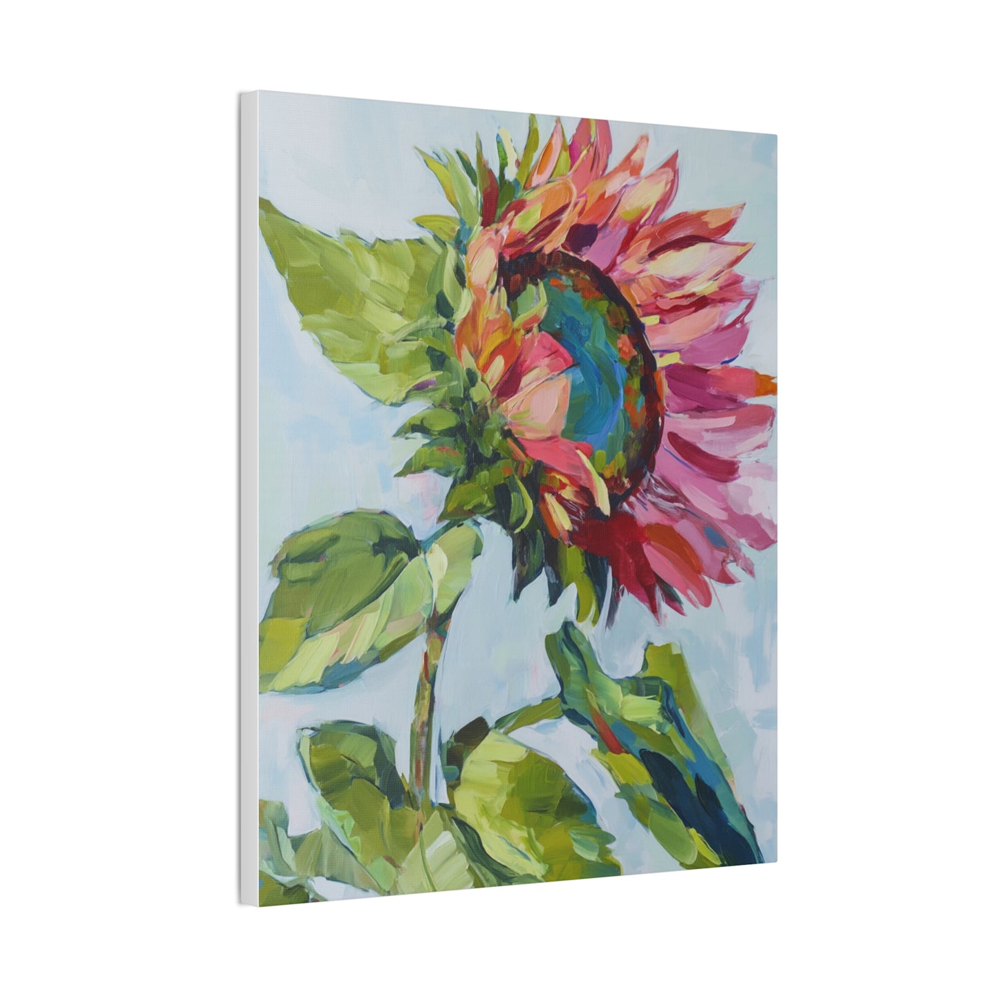 Sunflower Bloom Canvas Wall Art — Colorful Impressionist Botanical Print