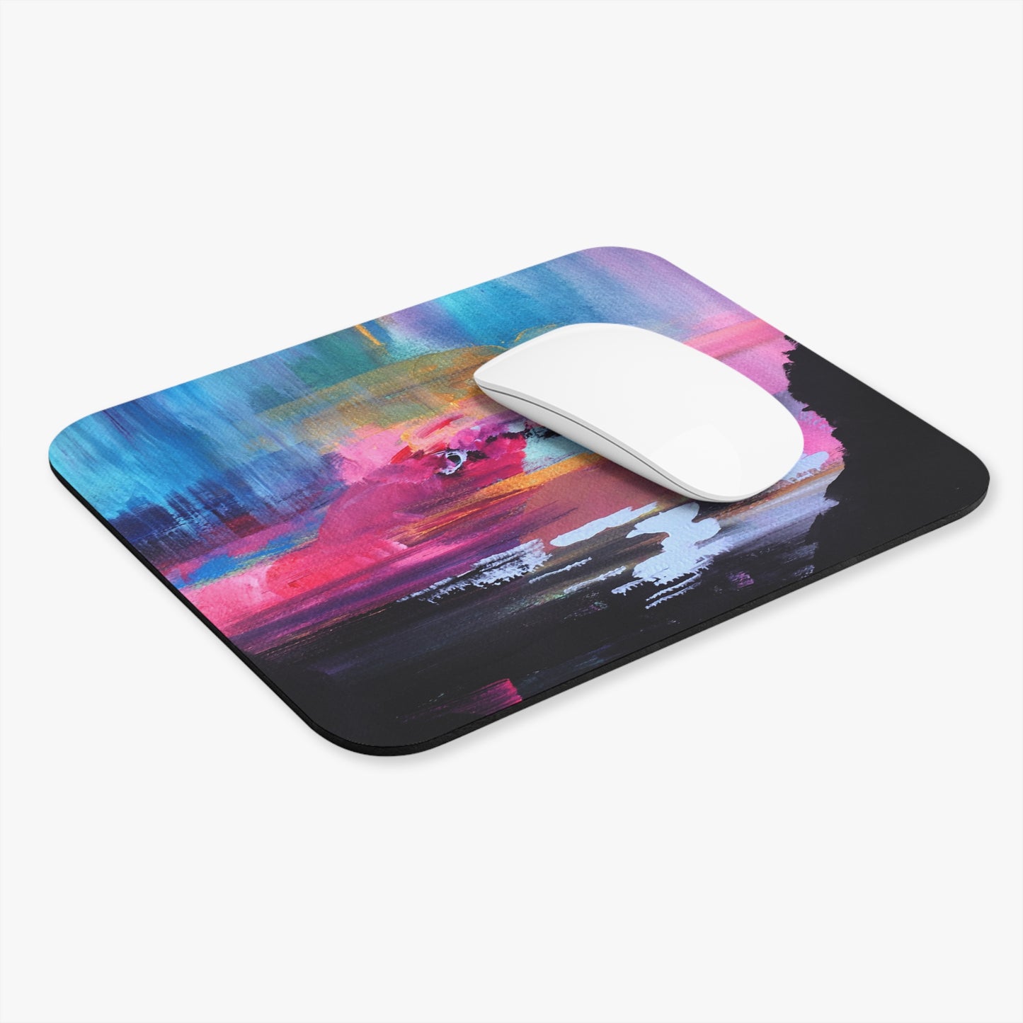 Abstract Sunset Painting Mouse Pad — Vibrant Coastal Desk Mat