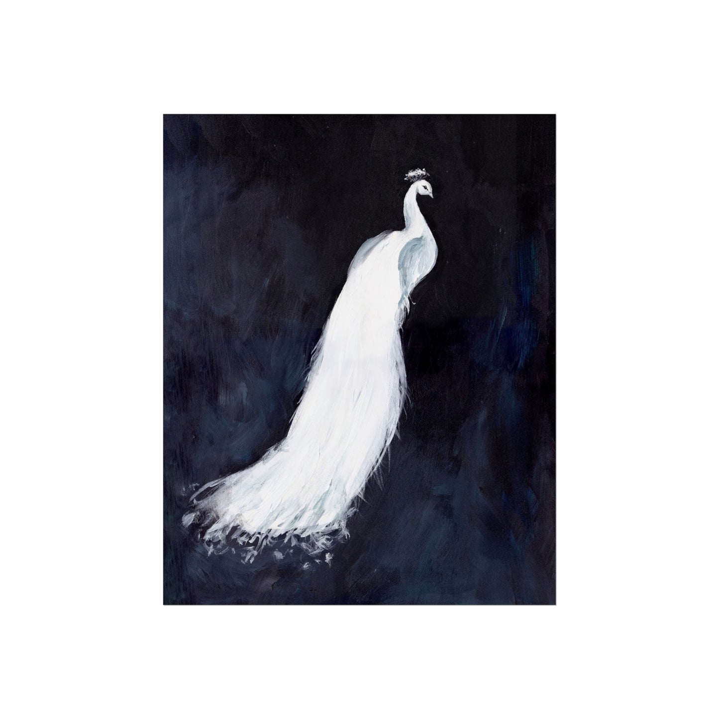 White Peacock Fine Art Poster — Elegant Minimalist Wall Art for Living Room & Bedroom