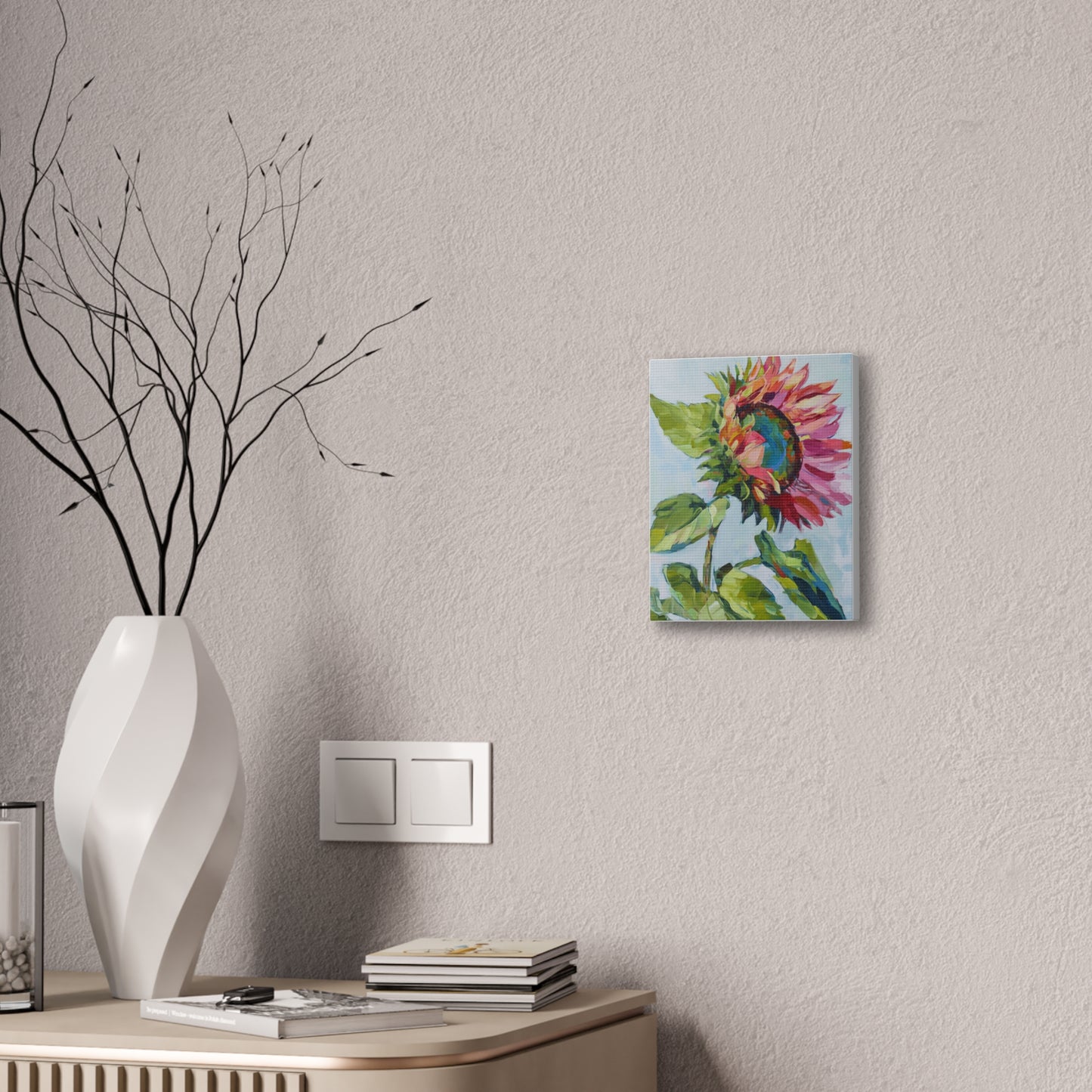 Sunflower Bloom Canvas Wall Art — Colorful Impressionist Botanical Print