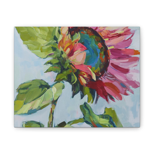 Sunflower Bloom Canvas Wall Art — Colorful Impressionist Botanical Print
