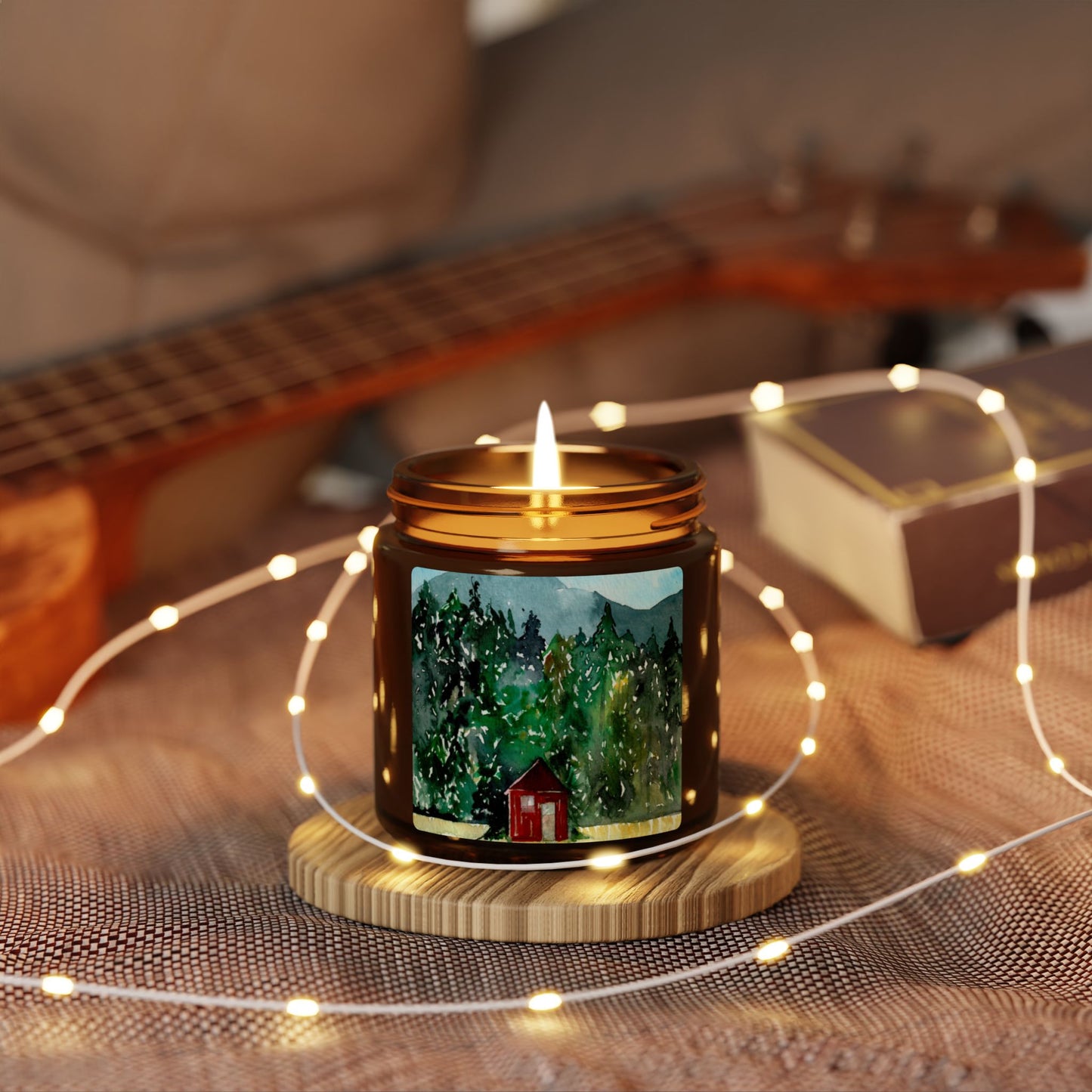 Soy Candle — Cabin in the Pines Scented Amber Jar (Hand-Poured)