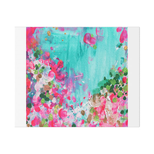 Vibrant Floral Stretched Canvas Art, Colorful Home Decor, Wall Art for Living Room, Abstract Canvas Print, Gift for Art Lovers