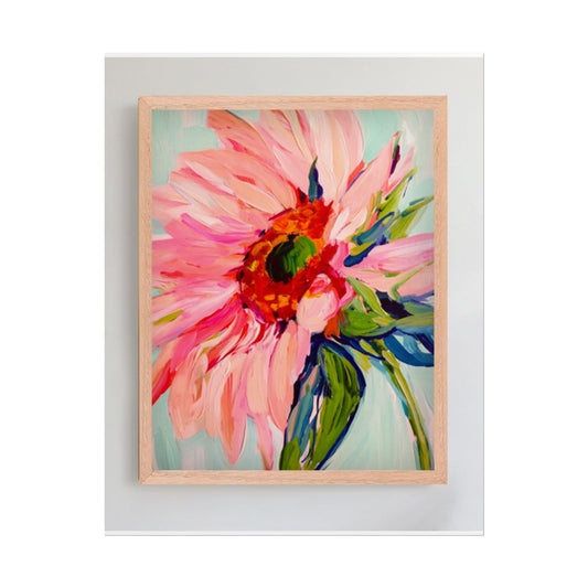 Floral Sunburst Rolled Poster — Pink Abstract Flower Wall Art