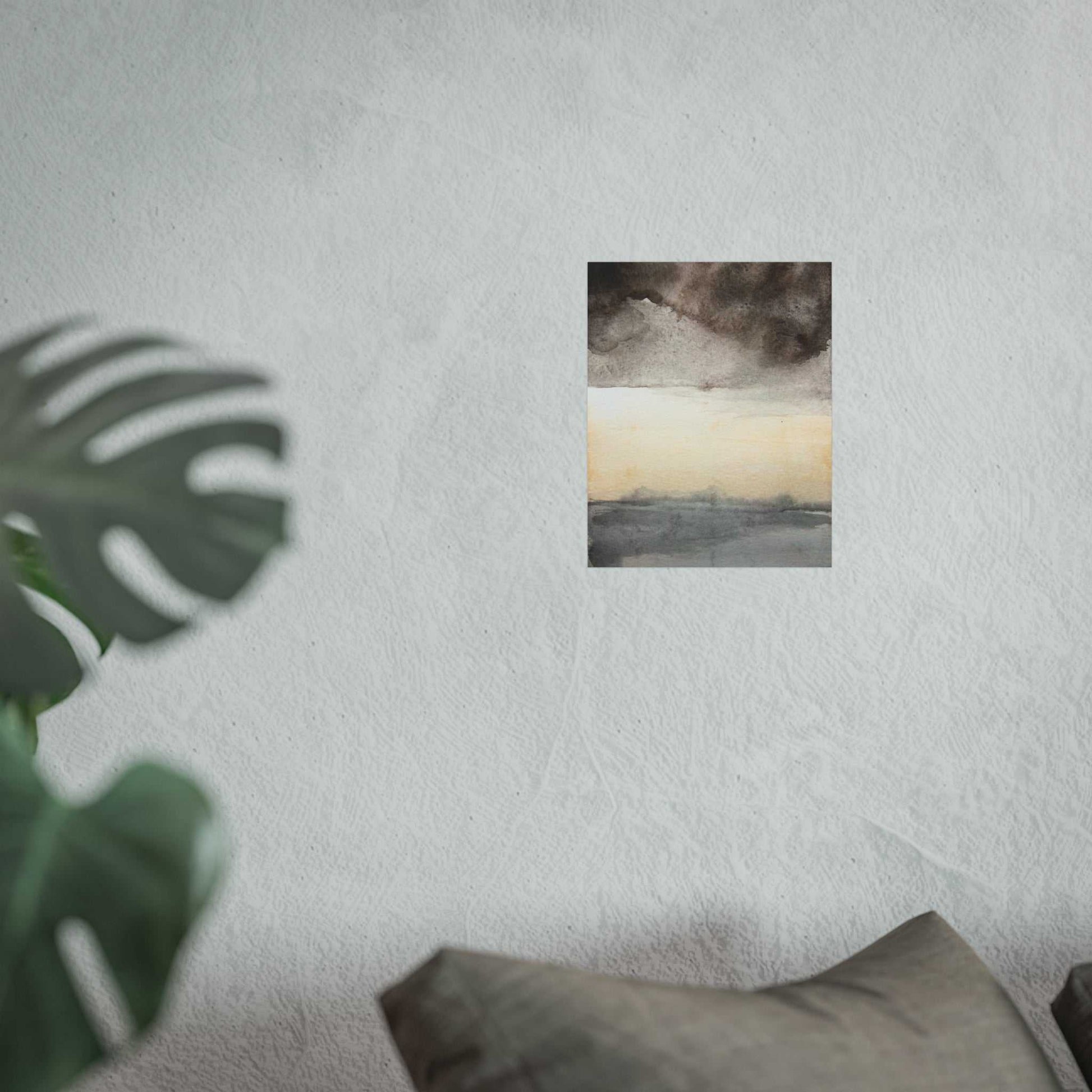 Abstract Coastal Watercolor Poster — Neutral Horizon Fine Art Print Printify