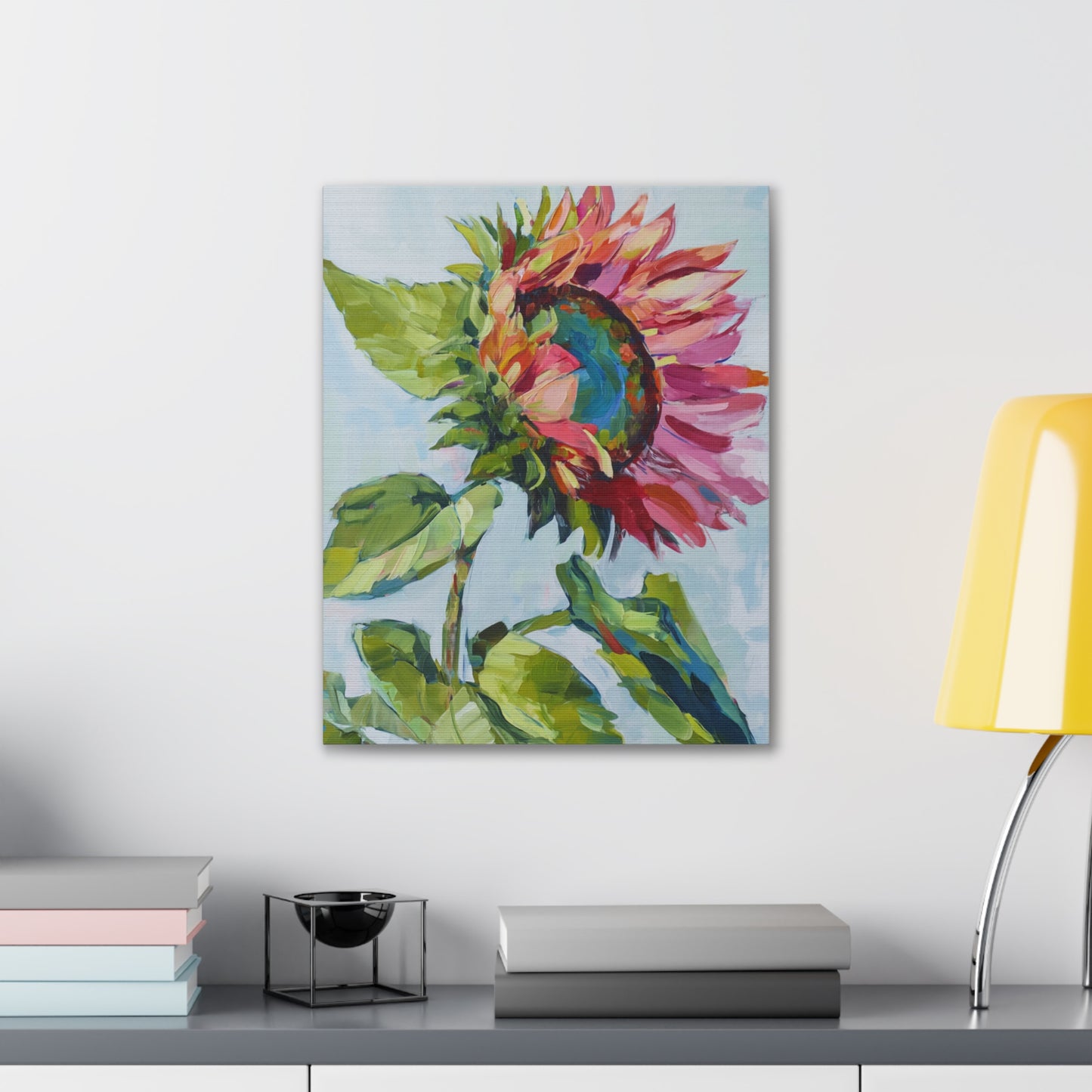 Sunflower Bloom Canvas Wall Art — Colorful Impressionist Botanical Print