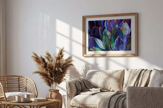 Minimalist agave art print for contemporary interiors with archival-quality desert plant illustration