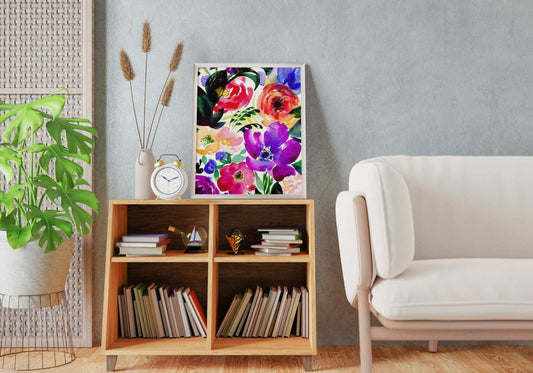 Bloom II Art Print vibrant floral wall art with multicolor tones and delicate detail on archival-quality paper or canvas