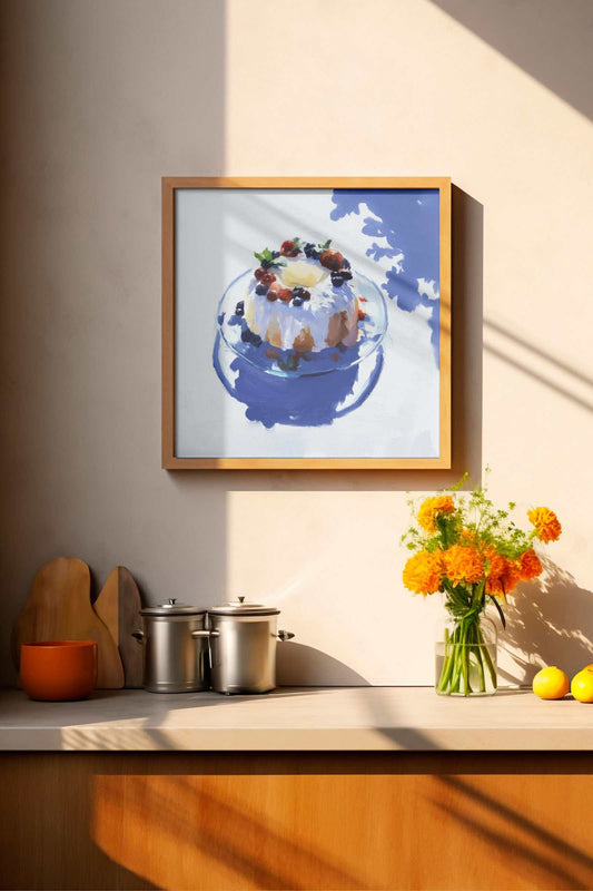 Bundt Cake Study Art Print dessert illustration for kitchen wall décor with archival quality and vibrant colors