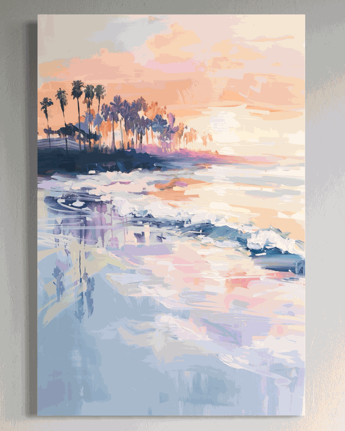 Coastline original oil painting of tranquil sea waves on 24x36 canvas