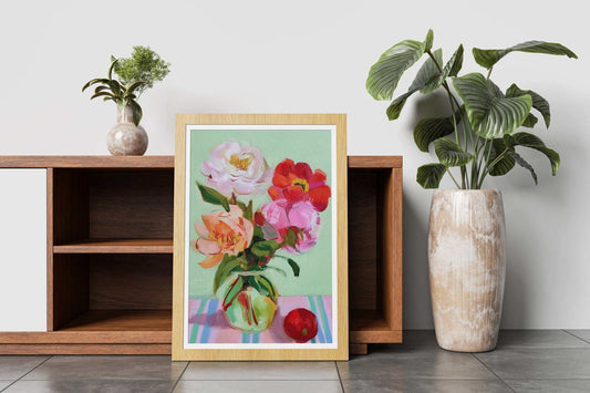 Gathered with Love botanical art print with warm, cozy design ready to hang