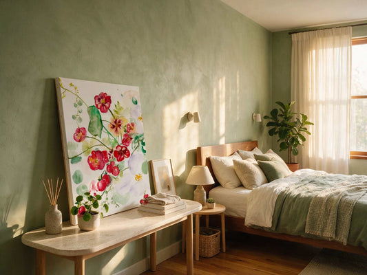 Late Summer art print with warm golden sunlight and nature-inspired calming scene