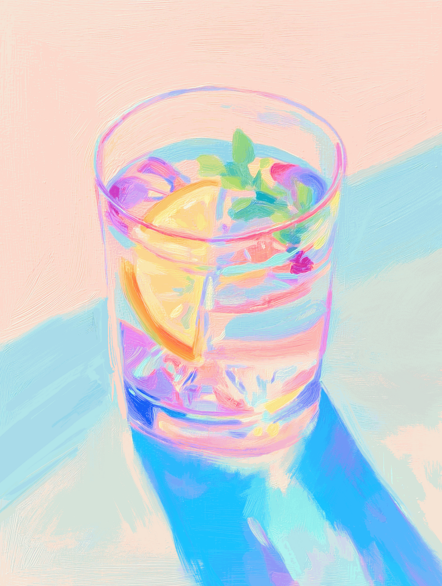 Colorful mocktail art print illustrating vibrant non-alcoholic beverages for kitchen and bar wall décor