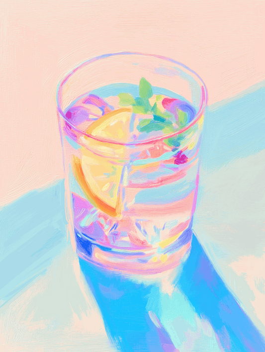Colorful mocktail art print illustrating vibrant non-alcoholic beverages for kitchen and bar wall décor