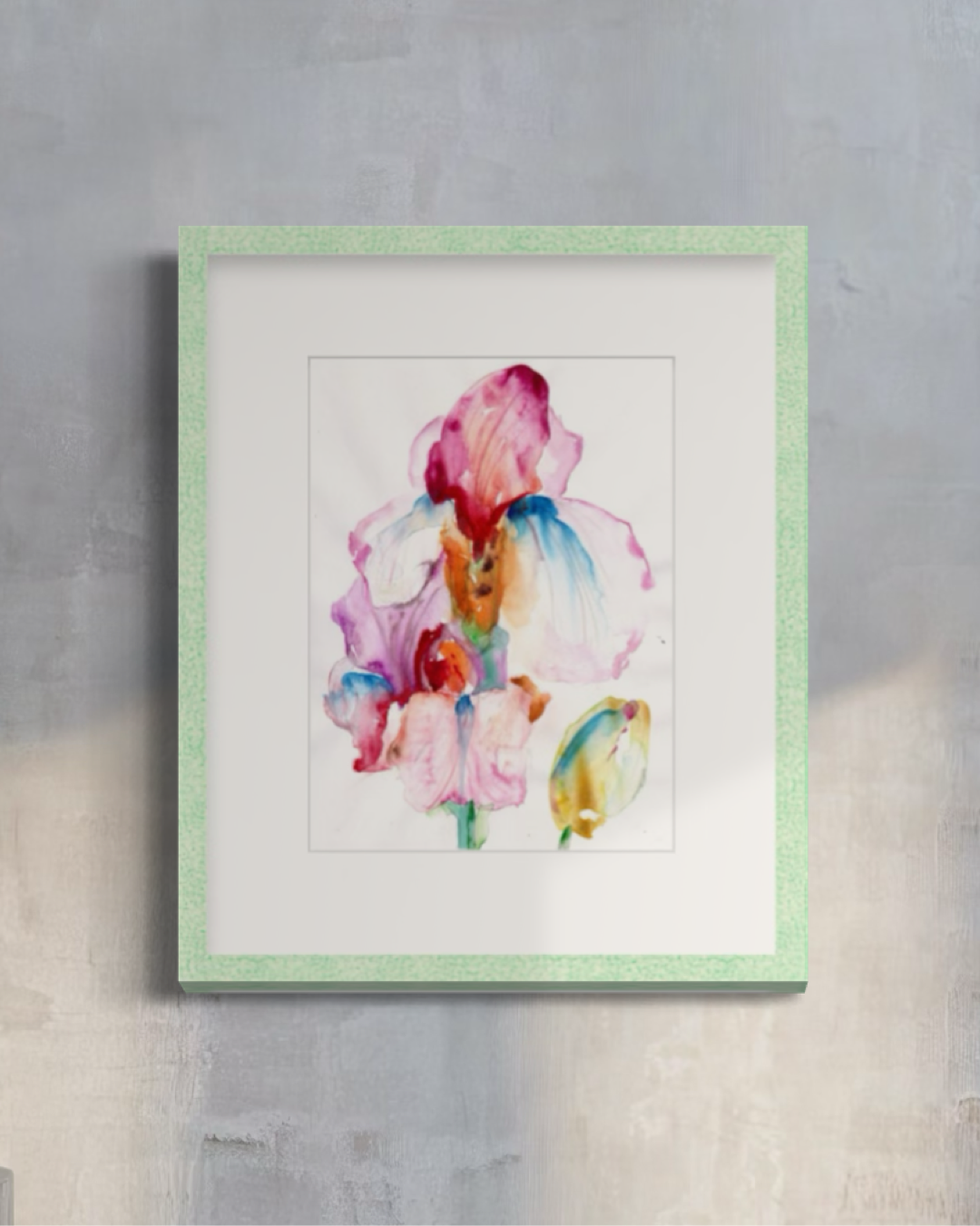 Unicorn Iris original watercolor painting 9x12 signed and dated