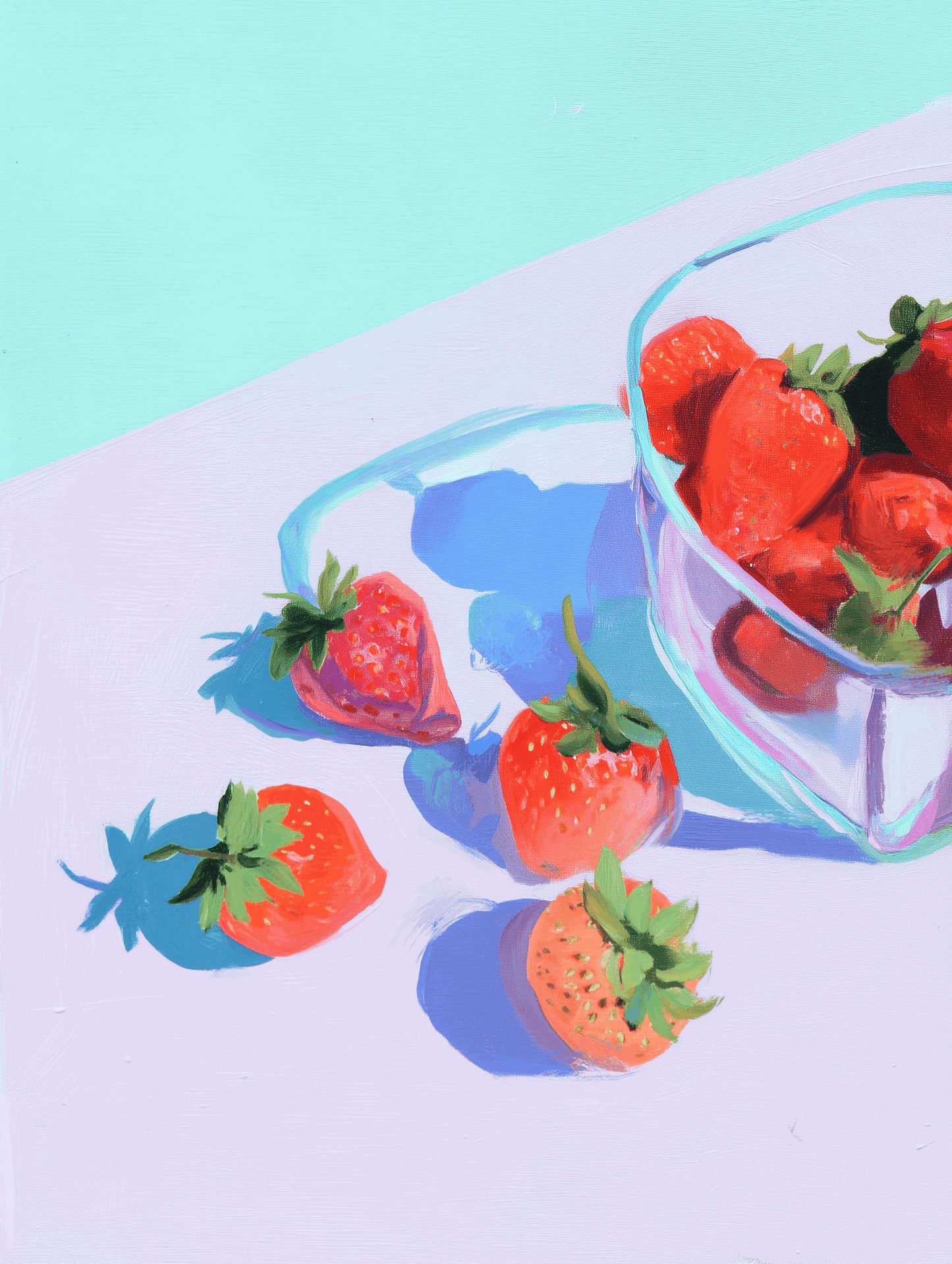 Strawberry Study Art Print botanical illustration vibrant fruit wall decor kitchen gift-ready archival quality