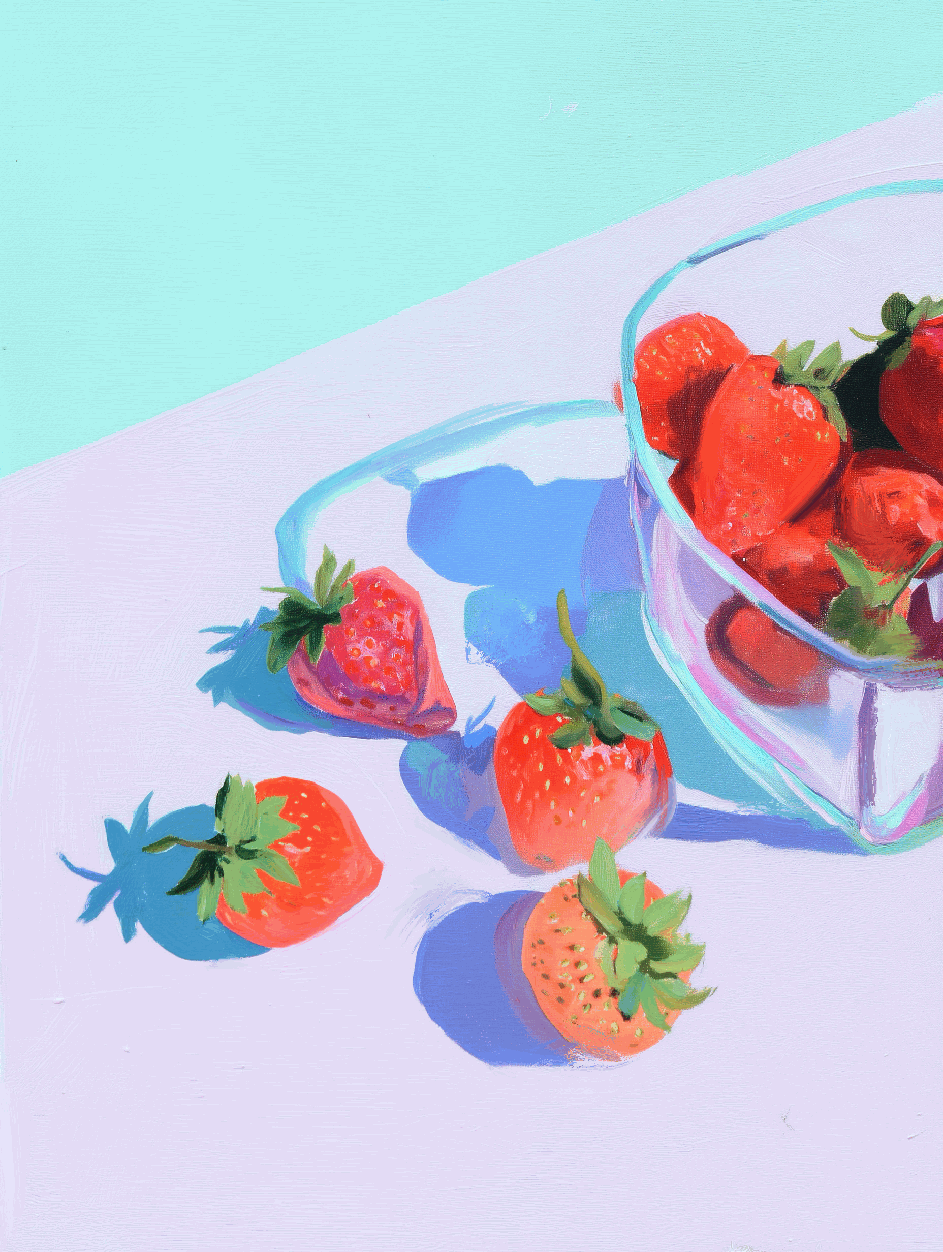 Strawberry Study Art Print botanical illustration vibrant fruit wall decor kitchen gift-ready archival quality