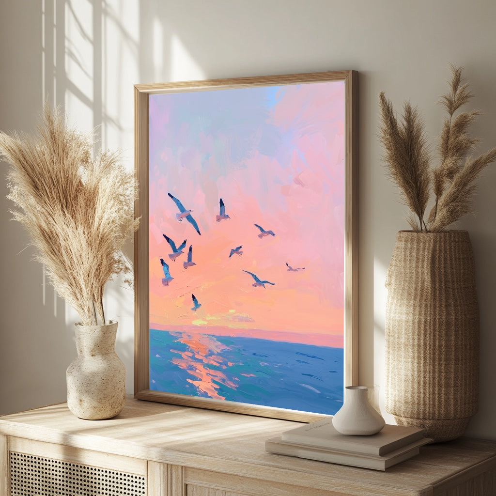 Gulls at Sunset - Original Painting